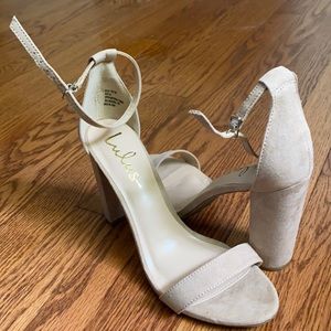 Lulus Nude Suede Heels 8.5